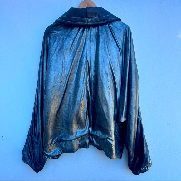 80s Metallic Button Up Bomber Jacket - Picture 7 of 16